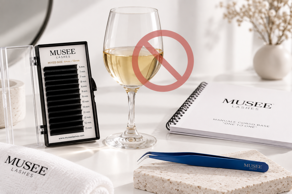 Alcol prima extension ciglia illustrazione divieto Musee Lashes